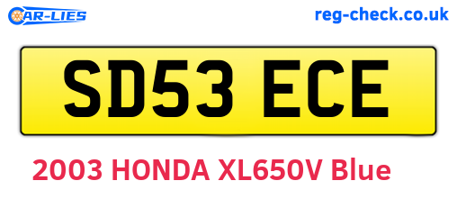 SD53ECE are the vehicle registration plates.
