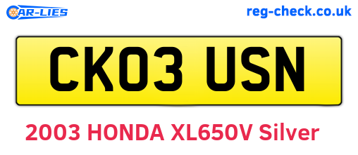 CK03USN are the vehicle registration plates.