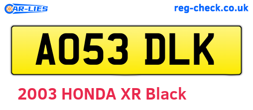 AO53DLK are the vehicle registration plates.