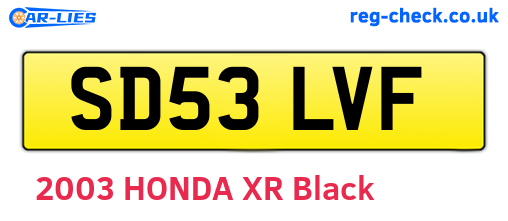 SD53LVF are the vehicle registration plates.
