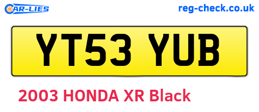 YT53YUB are the vehicle registration plates.