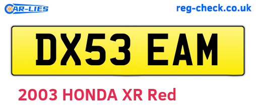 DX53EAM are the vehicle registration plates.