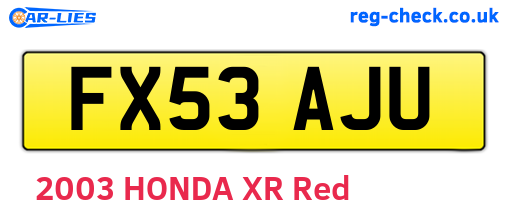 FX53AJU are the vehicle registration plates.