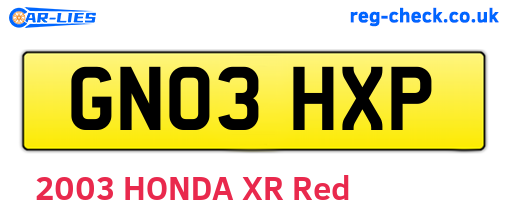 GN03HXP are the vehicle registration plates.