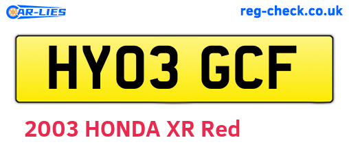 HY03GCF are the vehicle registration plates.