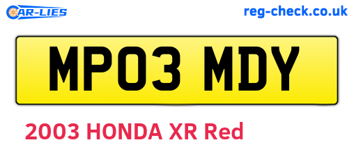 MP03MDY are the vehicle registration plates.
