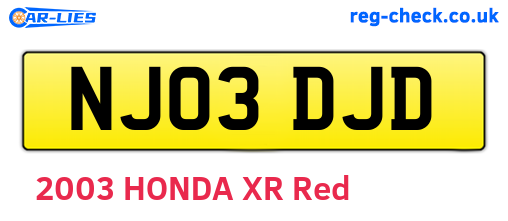 NJ03DJD are the vehicle registration plates.