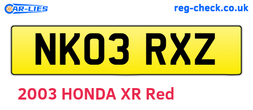 NK03RXZ are the vehicle registration plates.