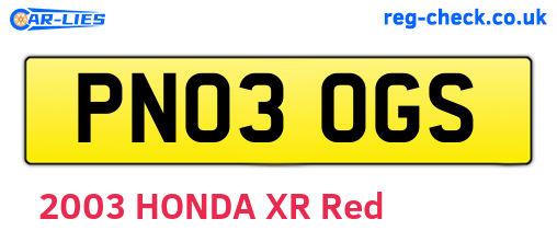 PN03OGS are the vehicle registration plates.