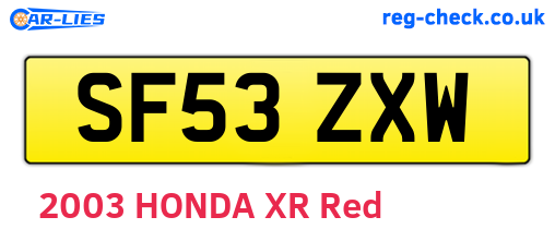 SF53ZXW are the vehicle registration plates.