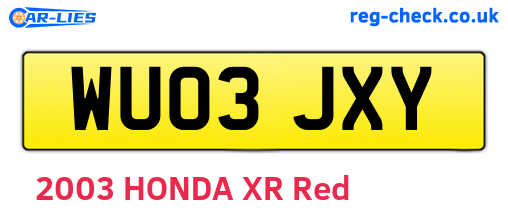 WU03JXY are the vehicle registration plates.