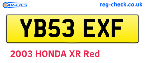 YB53EXF are the vehicle registration plates.