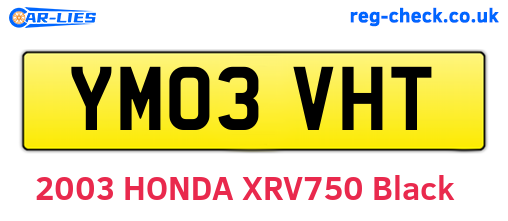 YM03VHT are the vehicle registration plates.