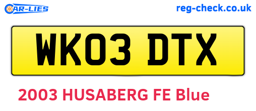 WK03DTX are the vehicle registration plates.