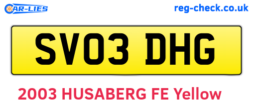 SV03DHG are the vehicle registration plates.