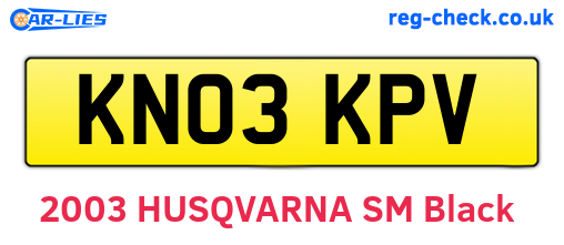 KN03KPV are the vehicle registration plates.