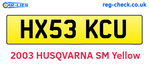 HX53KCU are the vehicle registration plates.