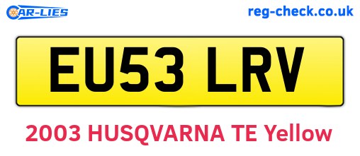 EU53LRV are the vehicle registration plates.