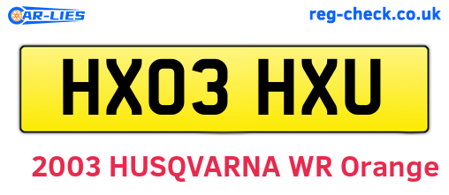 HX03HXU are the vehicle registration plates.