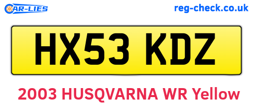 HX53KDZ are the vehicle registration plates.