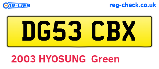 DG53CBX are the vehicle registration plates.
