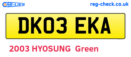 DK03EKA are the vehicle registration plates.