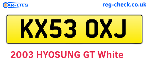 KX53OXJ are the vehicle registration plates.