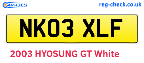 NK03XLF are the vehicle registration plates.
