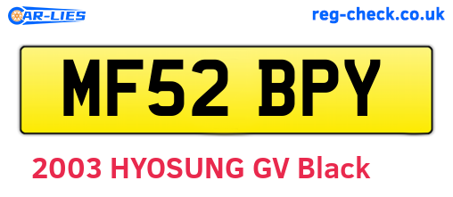 MF52BPY are the vehicle registration plates.