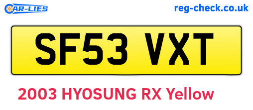 SF53VXT are the vehicle registration plates.