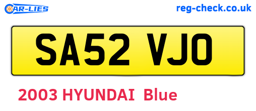 SA52VJO are the vehicle registration plates.