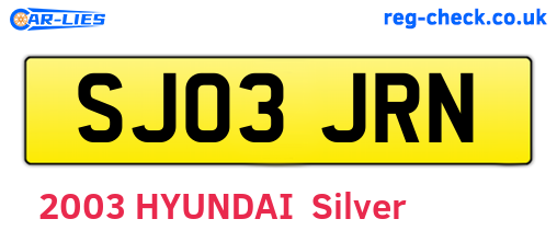 SJ03JRN are the vehicle registration plates.