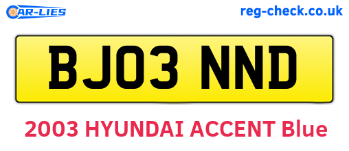 BJ03NND are the vehicle registration plates.