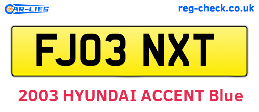 FJ03NXT are the vehicle registration plates.