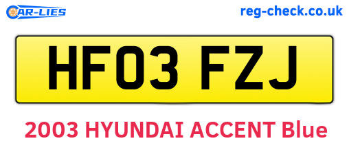 HF03FZJ are the vehicle registration plates.