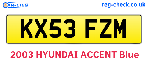 KX53FZM are the vehicle registration plates.