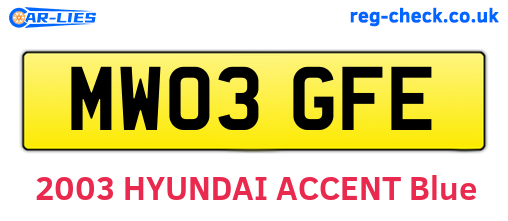 MW03GFE are the vehicle registration plates.