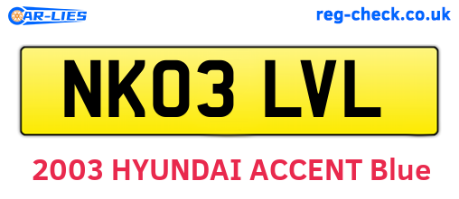 NK03LVL are the vehicle registration plates.
