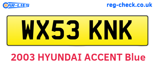 WX53KNK are the vehicle registration plates.