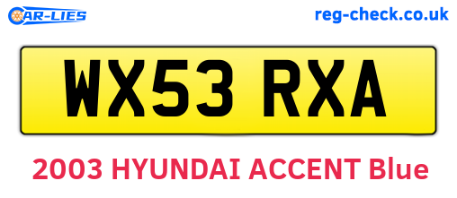 WX53RXA are the vehicle registration plates.