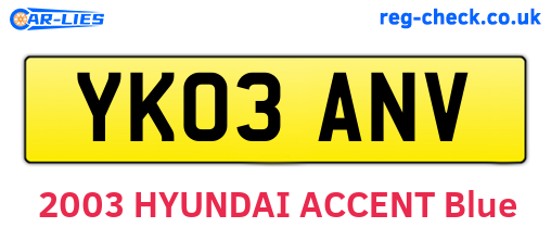 YK03ANV are the vehicle registration plates.