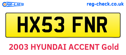 HX53FNR are the vehicle registration plates.