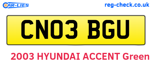 CN03BGU are the vehicle registration plates.