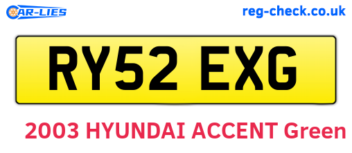 RY52EXG are the vehicle registration plates.