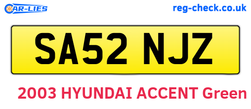 SA52NJZ are the vehicle registration plates.