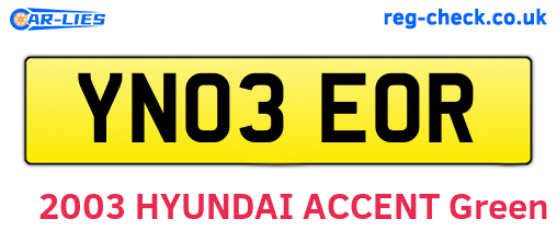 YN03EOR are the vehicle registration plates.