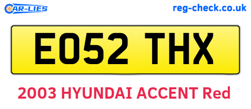EO52THX are the vehicle registration plates.