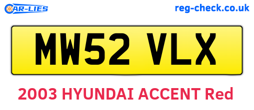 MW52VLX are the vehicle registration plates.
