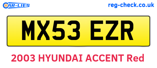 MX53EZR are the vehicle registration plates.
