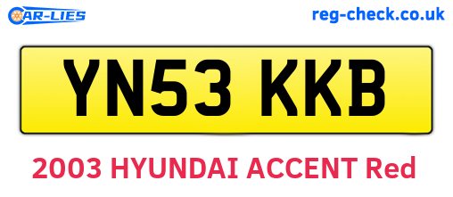 YN53KKB are the vehicle registration plates.